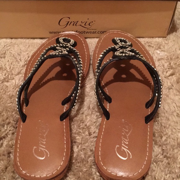Grazie Shoes Nib Grazie Princess Sandal Thong Bling Flats 6 Poshmark